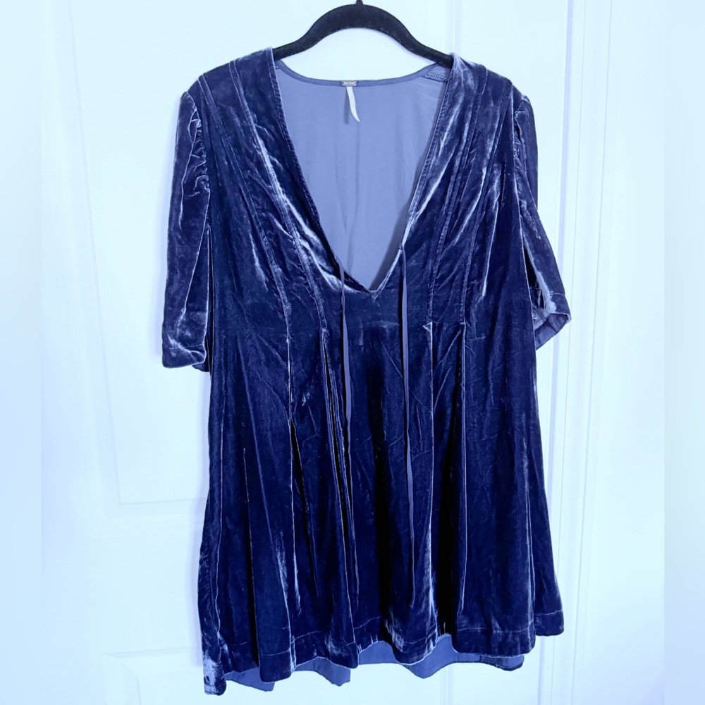 Free People Dark Royal Blue Velvet Dress